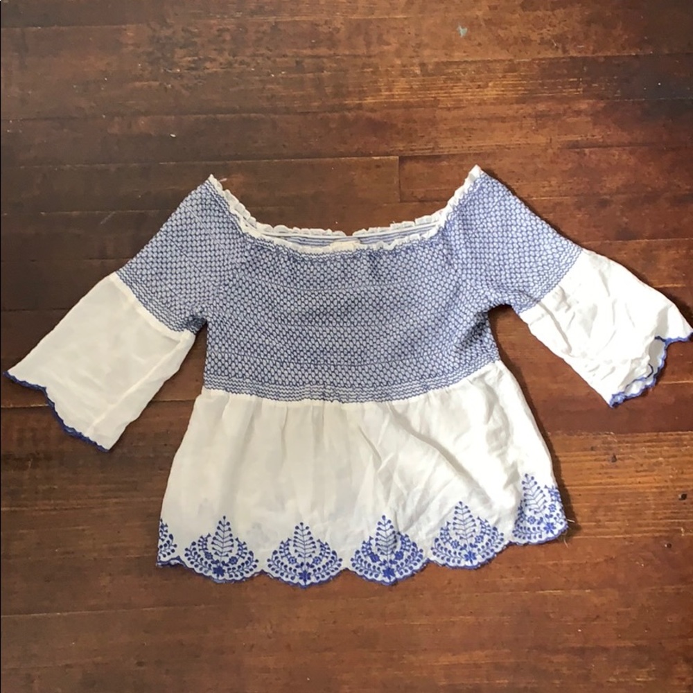 New! white and blue blouse